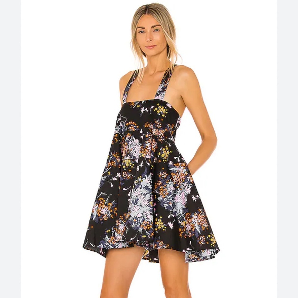 Free People Let the Sunshine‎ in Printed Floral Strap Cotton Mini Dress